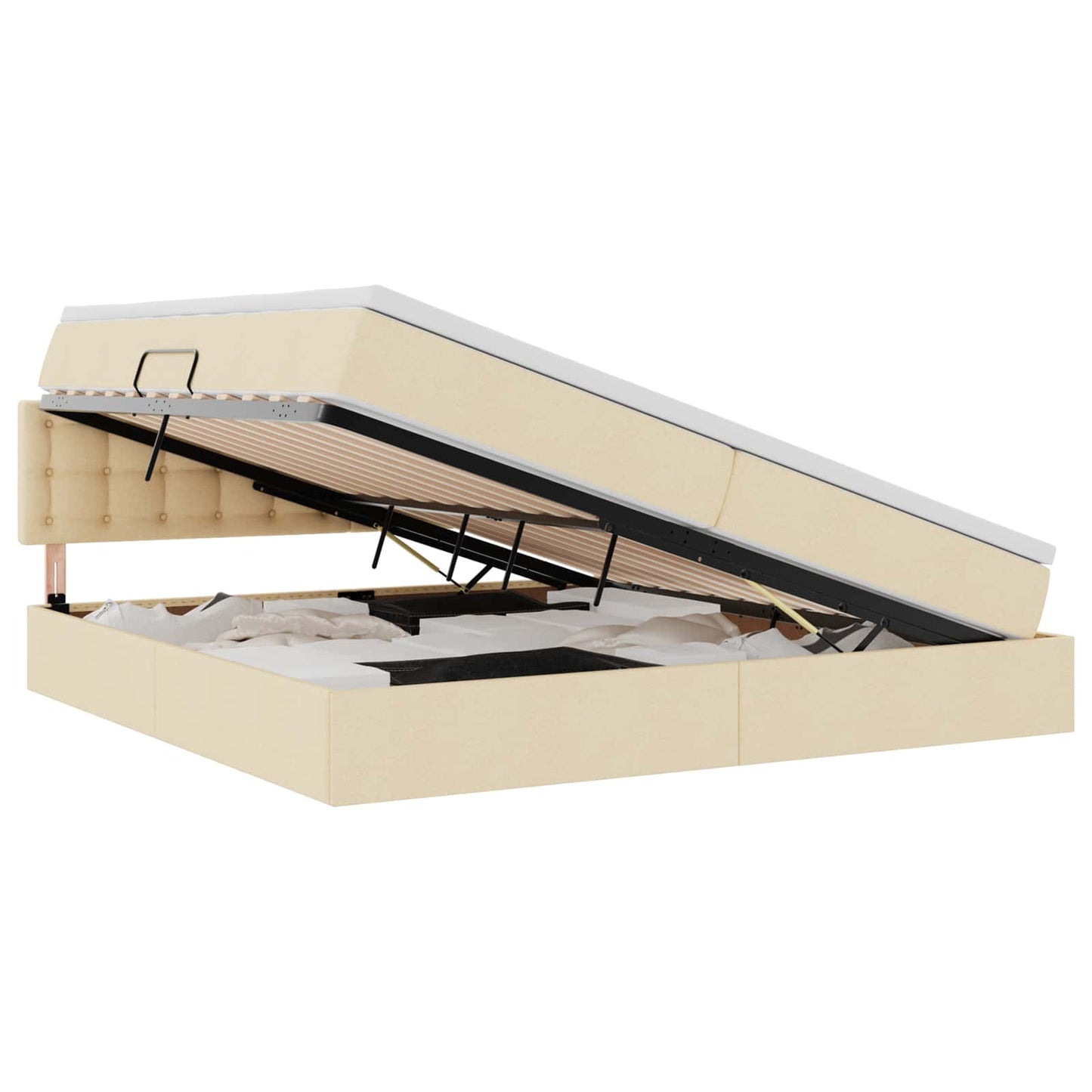 Letto con contenitore LED e materasso Crema 200 x 200 cm