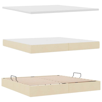 Letto con contenitore e LED con led Crema 200 x 200 cm Tessuto | homemem39