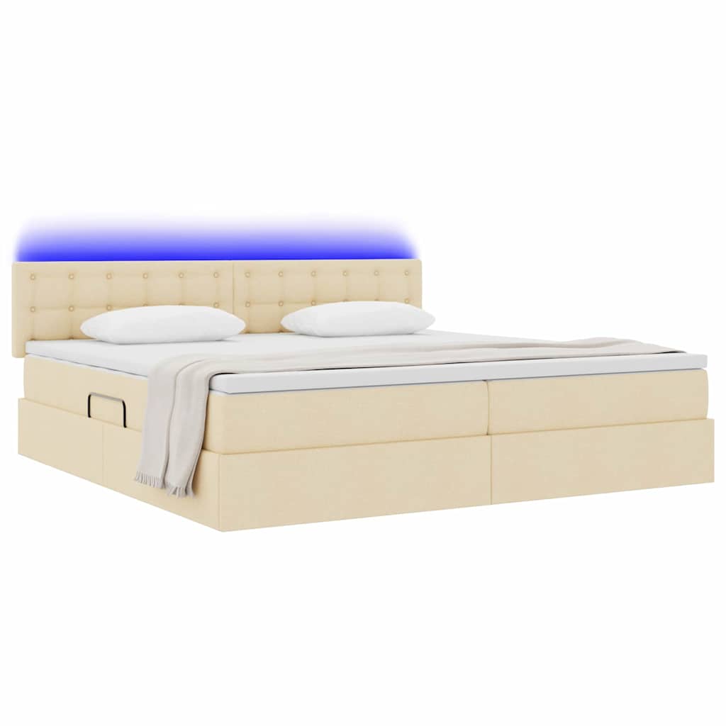 Letto con contenitore LED e materasso Crema 200 x 200 cm