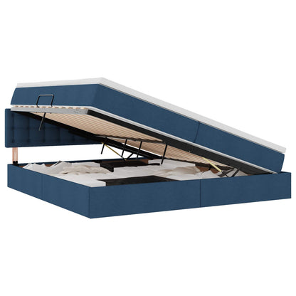 Letto con contenitore e LED con led Blu 200 x 200 cm Tessuto | homemem39