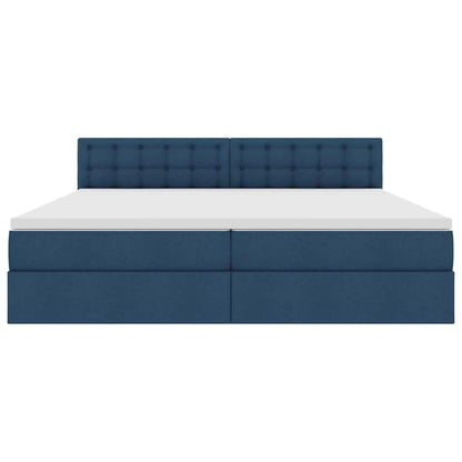 Letto con contenitore LED e materasso Blu 200 x 200 cm Tessuto