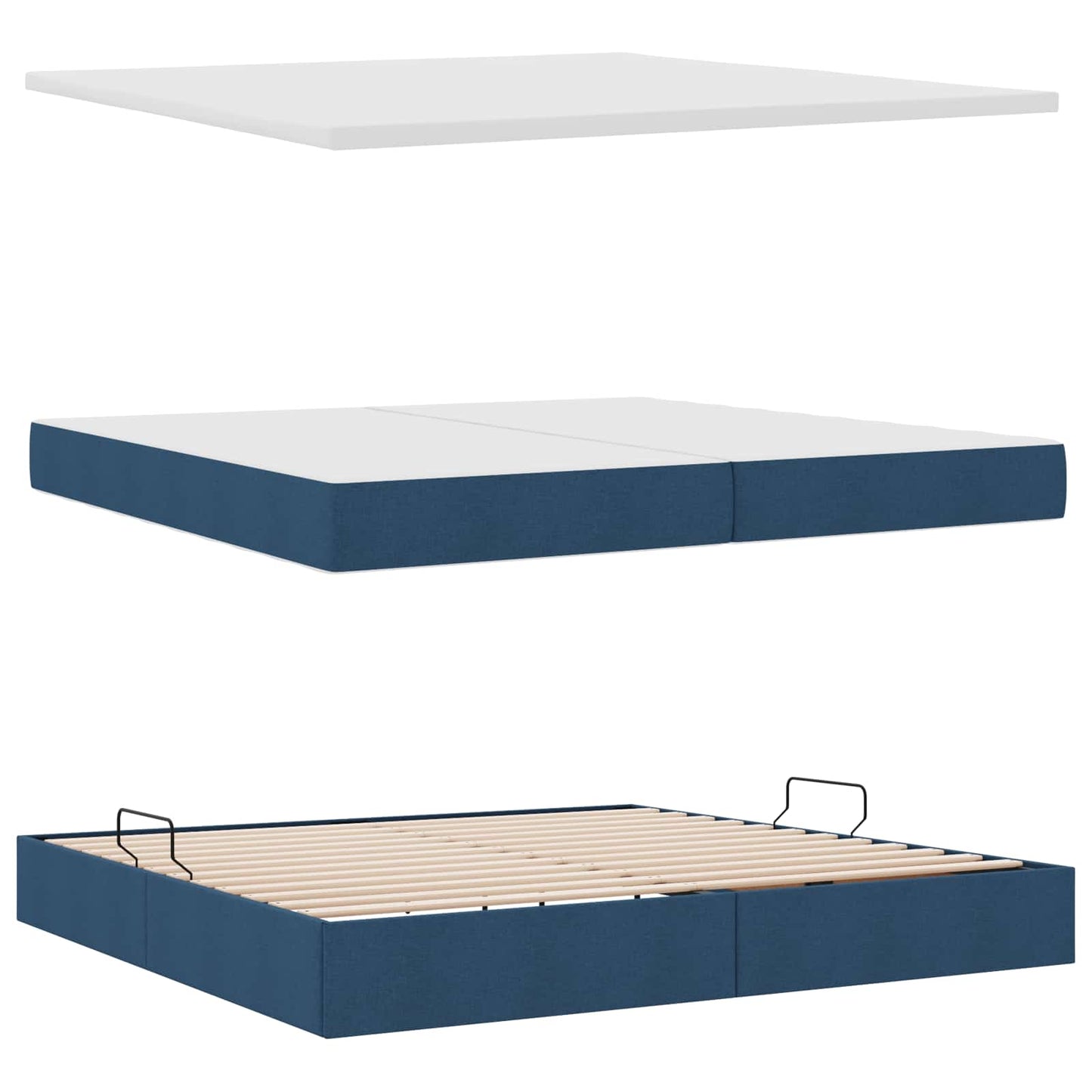 Letto con contenitore LED e materasso Blu 200 x 200 cm Tessuto