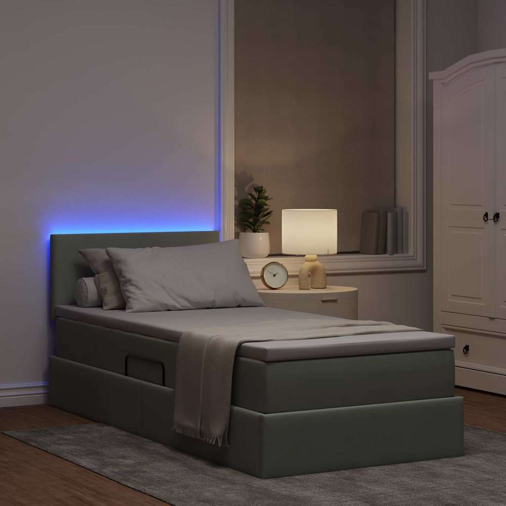 Letto con contenitore e LED Grigio chiaro 90 x 190 cm Velluto | homemem39
