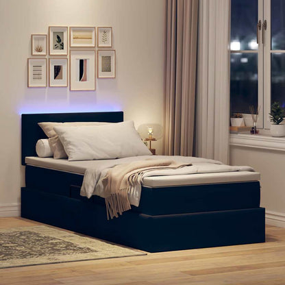 Letto con contenitore e LED con led Nero 90 x 190 cm Velluto | homemem39