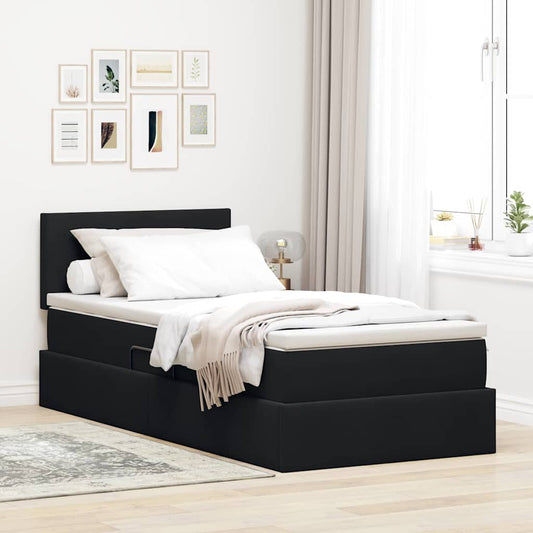 Letto con contenitore LED e materasso Nero 90 x 190 cm Velluto