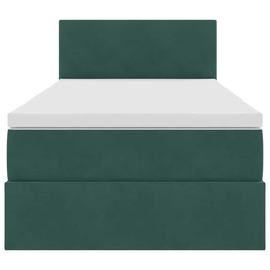 Letto con contenitore e LED Verde Scuro 90 x 190 cm Velluto | homemem39