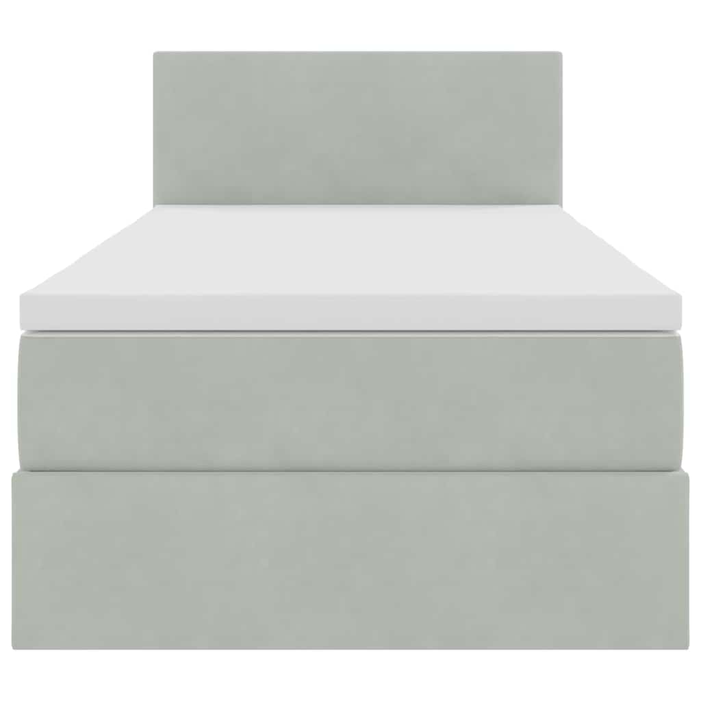 Letto con contenitore e LED Grigio chiaro 90 x 200 cm Velluto | homemem39