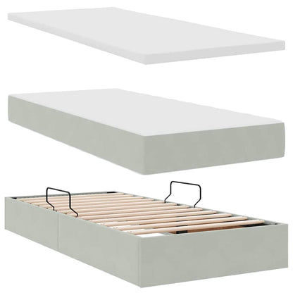 Letto con contenitore e LED Grigio chiaro 90 x 200 cm Velluto | homemem39
