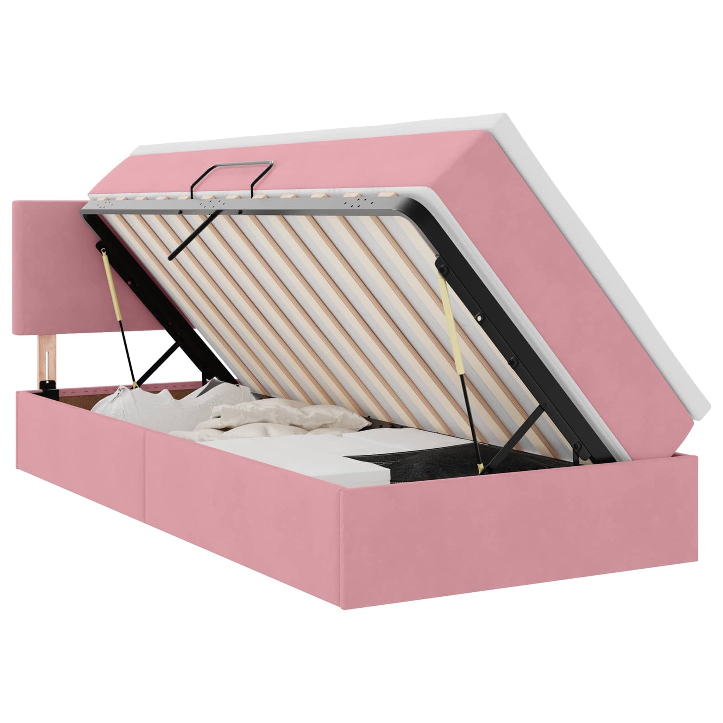 Letto con contenitore e LED Rosa 90 x 200 cm Velluto | homemem39