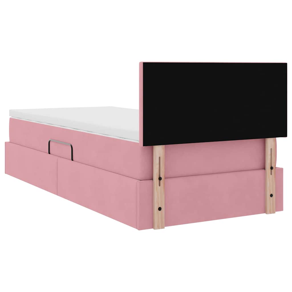 Letto con contenitore e LED Rosa 90 x 200 cm Velluto | homemem39
