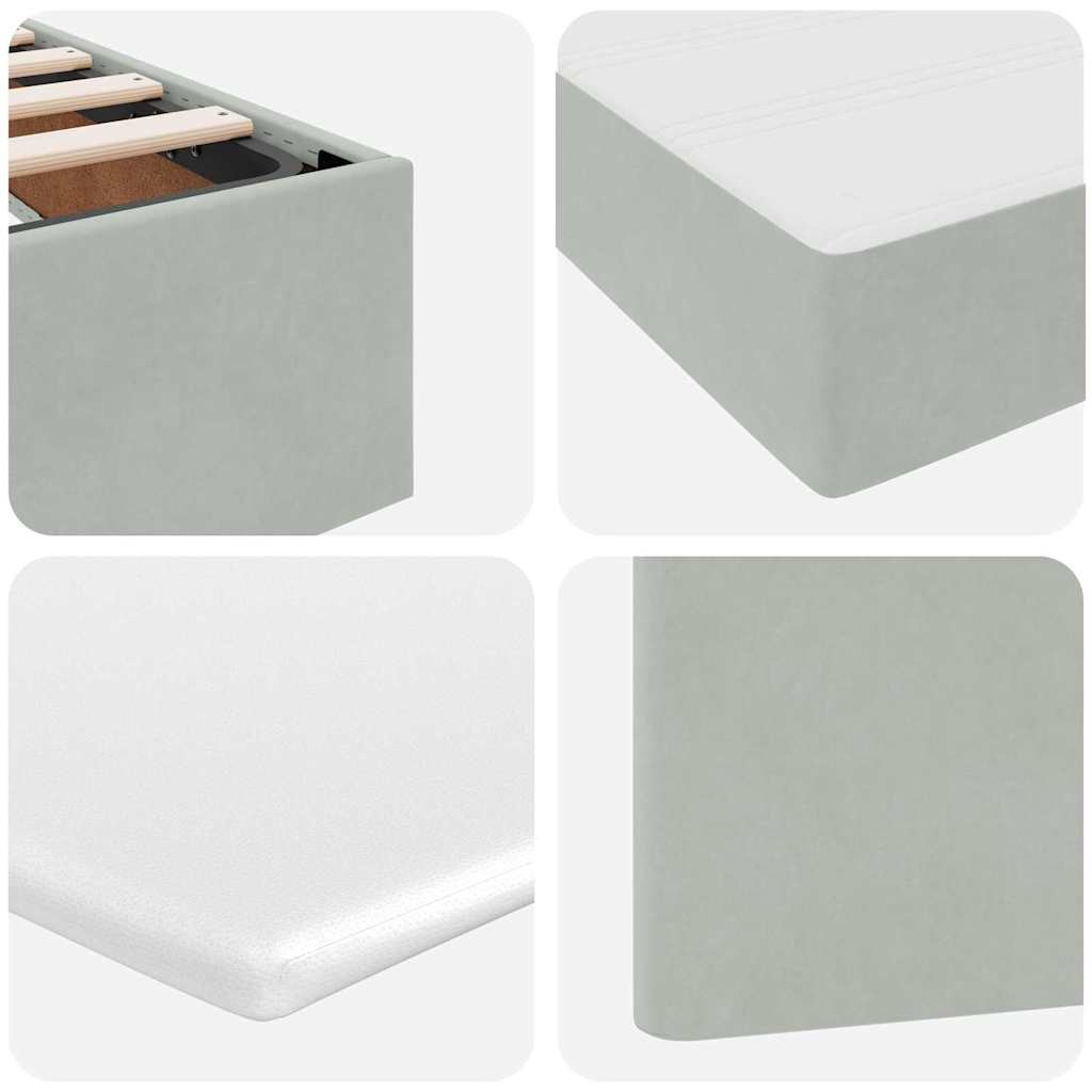Letto con contenitore e LED Grigio chiaro 100 x 200 cm Velluto | homemem39