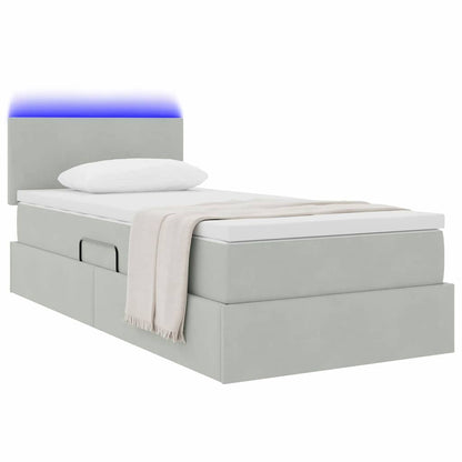 Letto con contenitore e LED Grigio chiaro 100 x 200 cm Velluto | homemem39