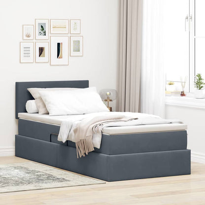 Letto con contenitore LED e materasso Grigio Scuro 100 x 200 cm