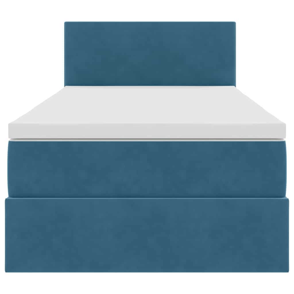 Letto con contenitore e LED Blu Scuro 100 x 200 cm Velluto | homemem39