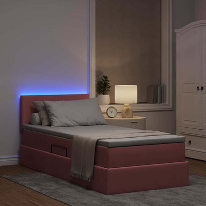 Letto con contenitore e LED con led Rosa 100 x 200 cm Velluto | homemem39
