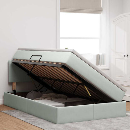 Letto con contenitore e LED Grigio chiaro 120 x 190 cm Velluto | homemem39