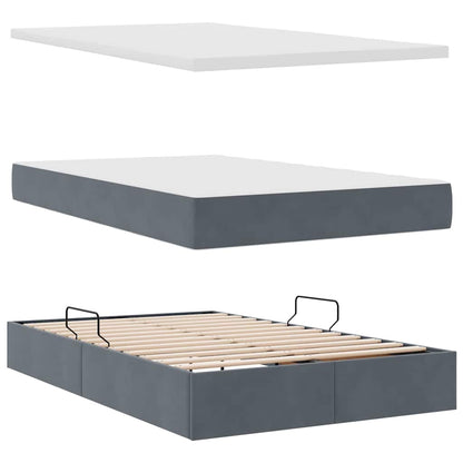Letto con contenitore e LED Grigio scuro 120 x 190 cm Velluto | homemem39