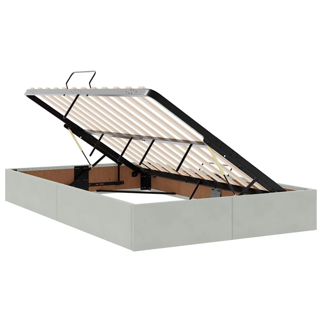 Letto con contenitore e LED Grigio chiaro 120 x 200 cm Velluto | homemem39