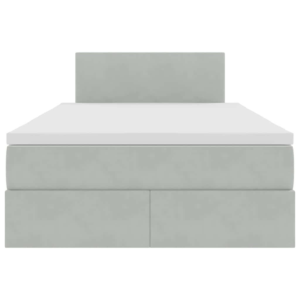 Letto con contenitore e LED Grigio chiaro 120 x 200 cm Velluto