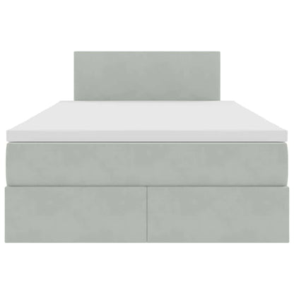 Letto con contenitore e LED Grigio chiaro 120 x 200 cm Velluto