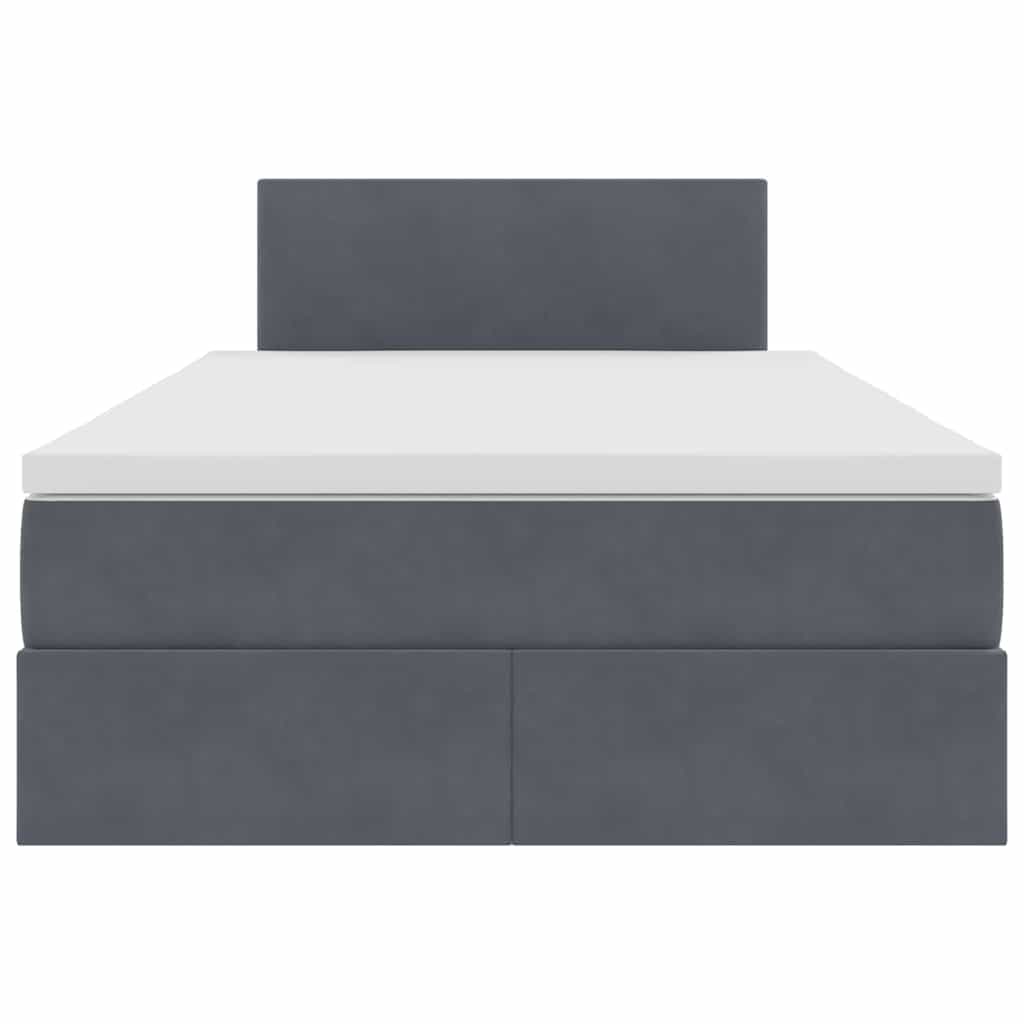 Letto con contenitore e LED Grigio scuro 120 x 200 cm Velluto