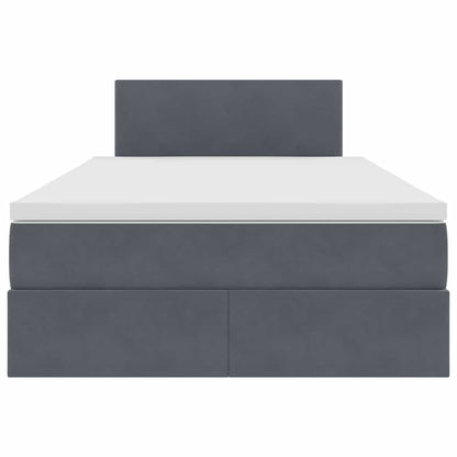 Letto con contenitore e LED Grigio scuro 120 x 200 cm Velluto