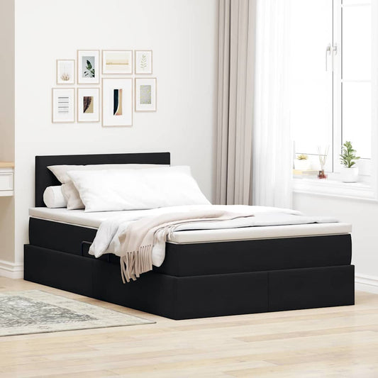 Letto con contenitore LED e materasso Nero 120 x 200 cm Velluto