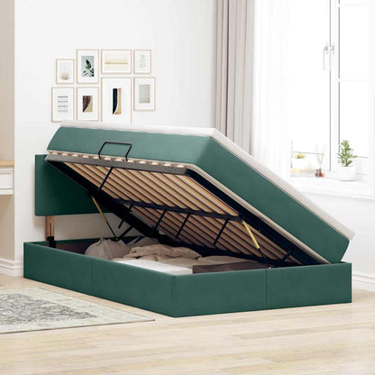 Letto con contenitore LED e materasso Verde Scuro 120 x 200 cm