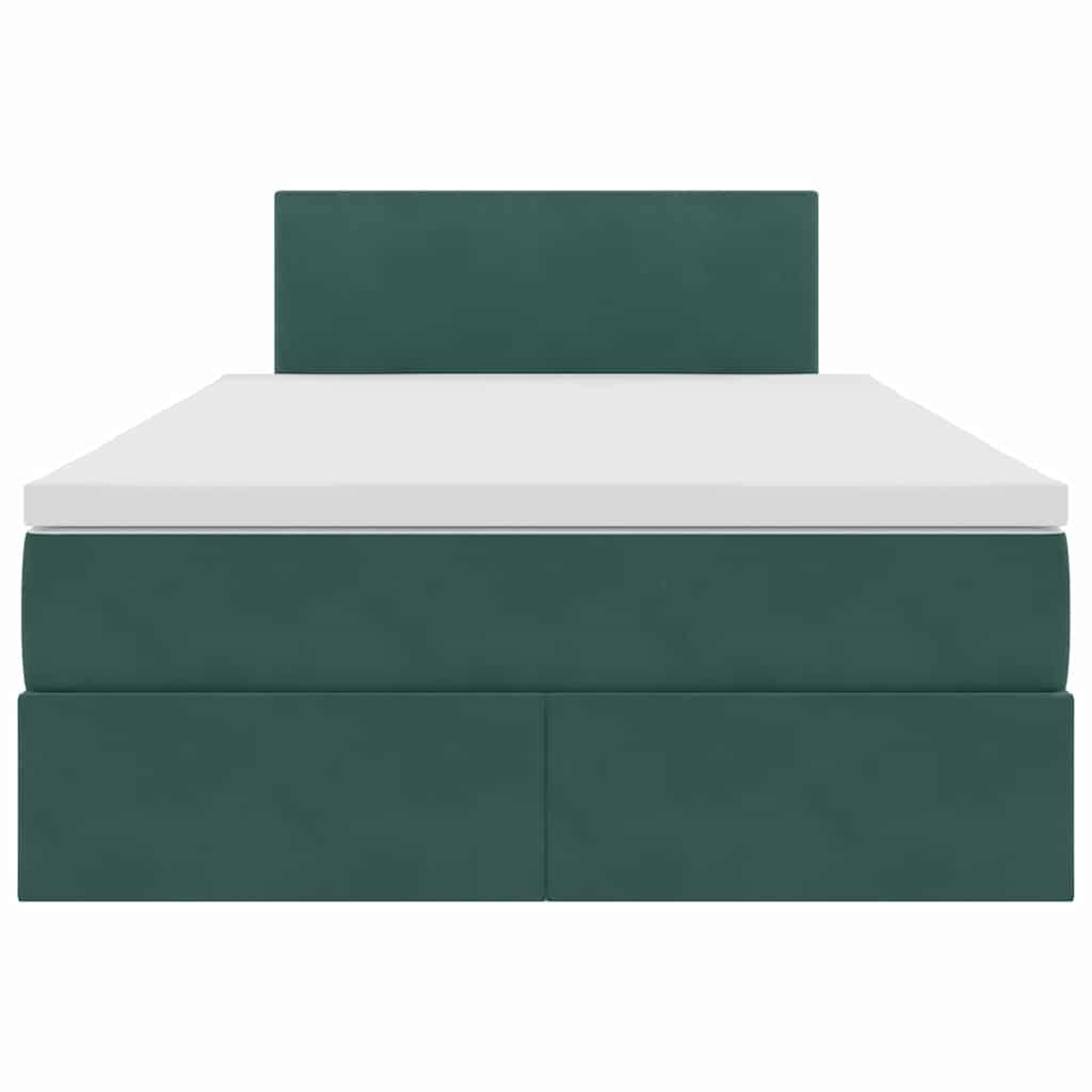 Letto con contenitore e LED Verde Scuro 120 x 200 cm Velluto