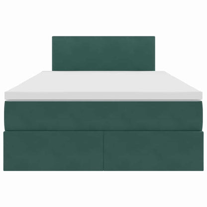 Letto con contenitore e LED Verde Scuro 120 x 200 cm Velluto