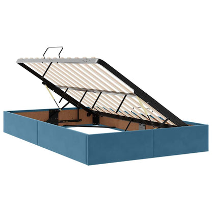 Letto con contenitore e LED Blu Scuro 120 x 200 cm Velluto | homemem39