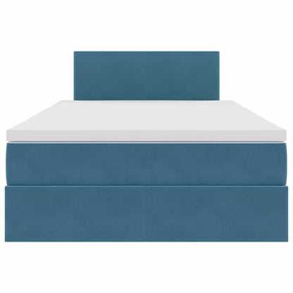 Letto con contenitore e LED Blu Scuro 120 x 200 cm Velluto