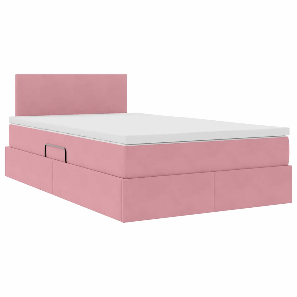 Letto con contenitore e LED Rosa 120 x 200 cm Velluto | homemem39