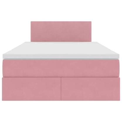 Letto con contenitore e LED Rosa 120 x 200 cm Velluto | homemem39
