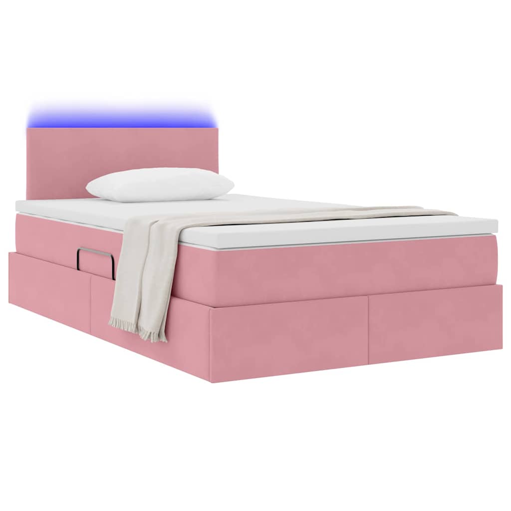 Letto con contenitore e LED Rosa 120 x 200 cm Velluto | homemem39