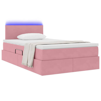 Letto con contenitore e LED Rosa 120 x 200 cm Velluto | homemem39
