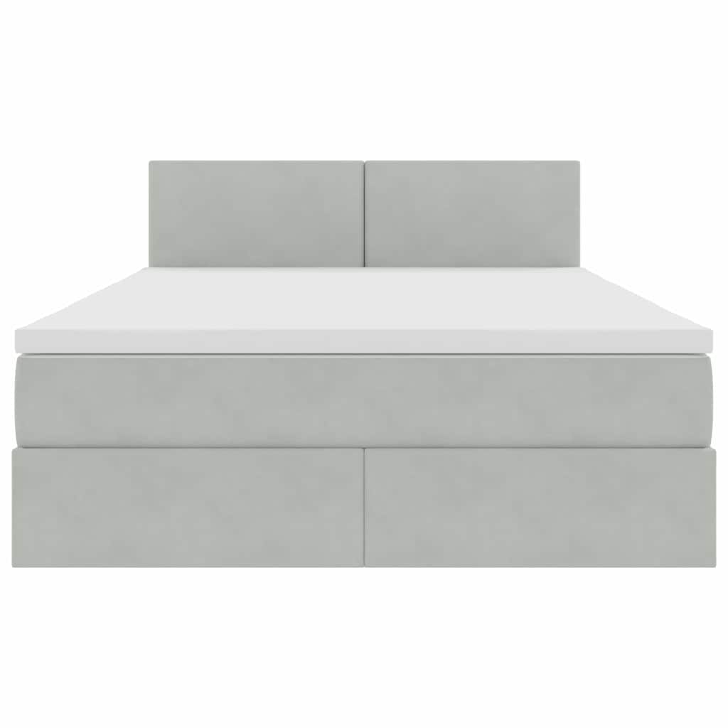 Letto con contenitore e LED Grigio chiaro 140 x 190 cm Velluto