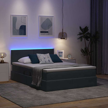 Letto con contenitore LED e materasso Grigio Scuro 140 x 190 cm