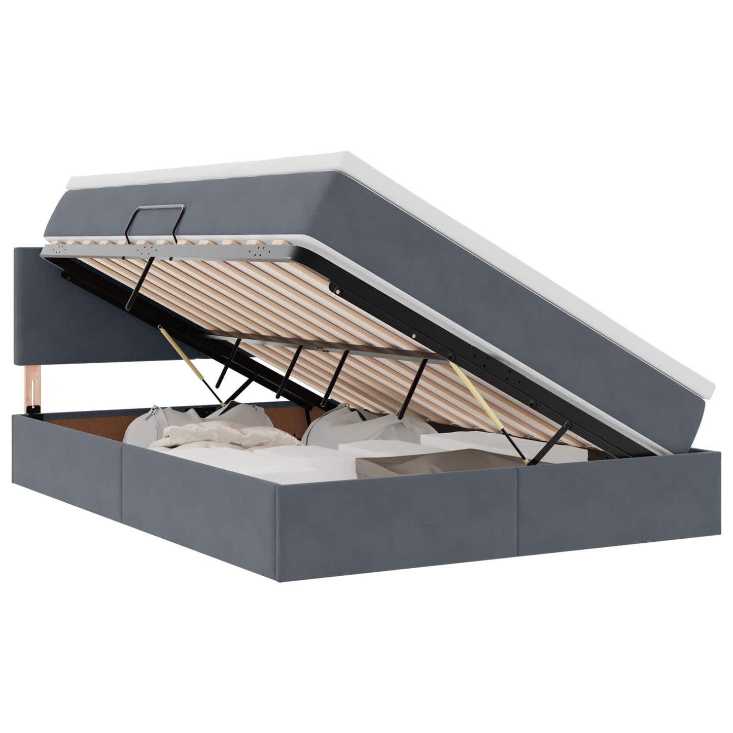 Letto con contenitore LED e materasso Grigio Scuro 140 x 190 cm