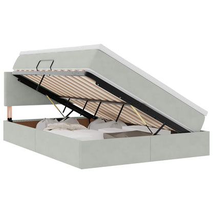 Letto con contenitore LED e materasso Grigio Chiaro