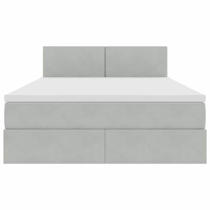 Letto con contenitore e LED Grigio chiaro 140 x 200 cm Velluto | homemem39