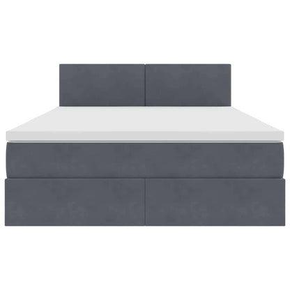 Letto con contenitore e LED Grigio scuro 140 x 200 cm Velluto | homemem39