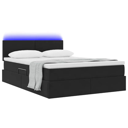 Letto con contenitore LED e materasso Nero 140 x 200 cm Velluto