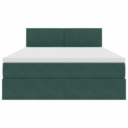 Letto con contenitore e LED Verde Scuro 140 x 200 cm Velluto | homemem39