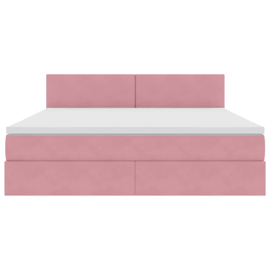 Letto con contenitore LED e materasso Rosa 160 x 200 cm Velluto