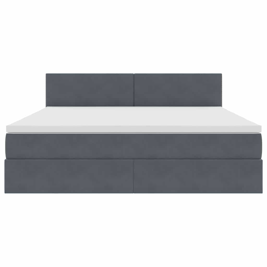 Letto con contenitore e LED Grigio scuro 180 x 200 cm Velluto