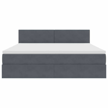 Letto con contenitore e LED Grigio scuro 180 x 200 cm Velluto
