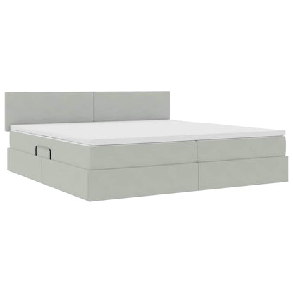 Letto con contenitore e LED Grigio chiaro 200 x 200 cm Velluto
