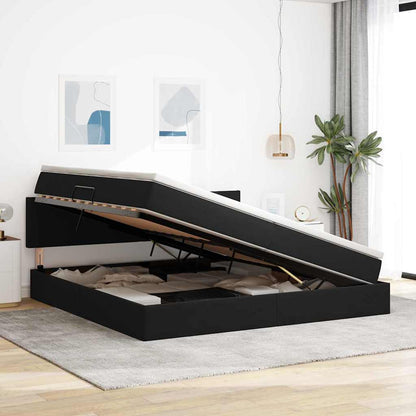 Letto con contenitore e LED Nero 200 x 200 cm Velluto