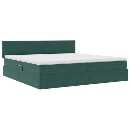 Letto con contenitore LED e materasso Verde Scuro 200 x 200 cm | homemem39